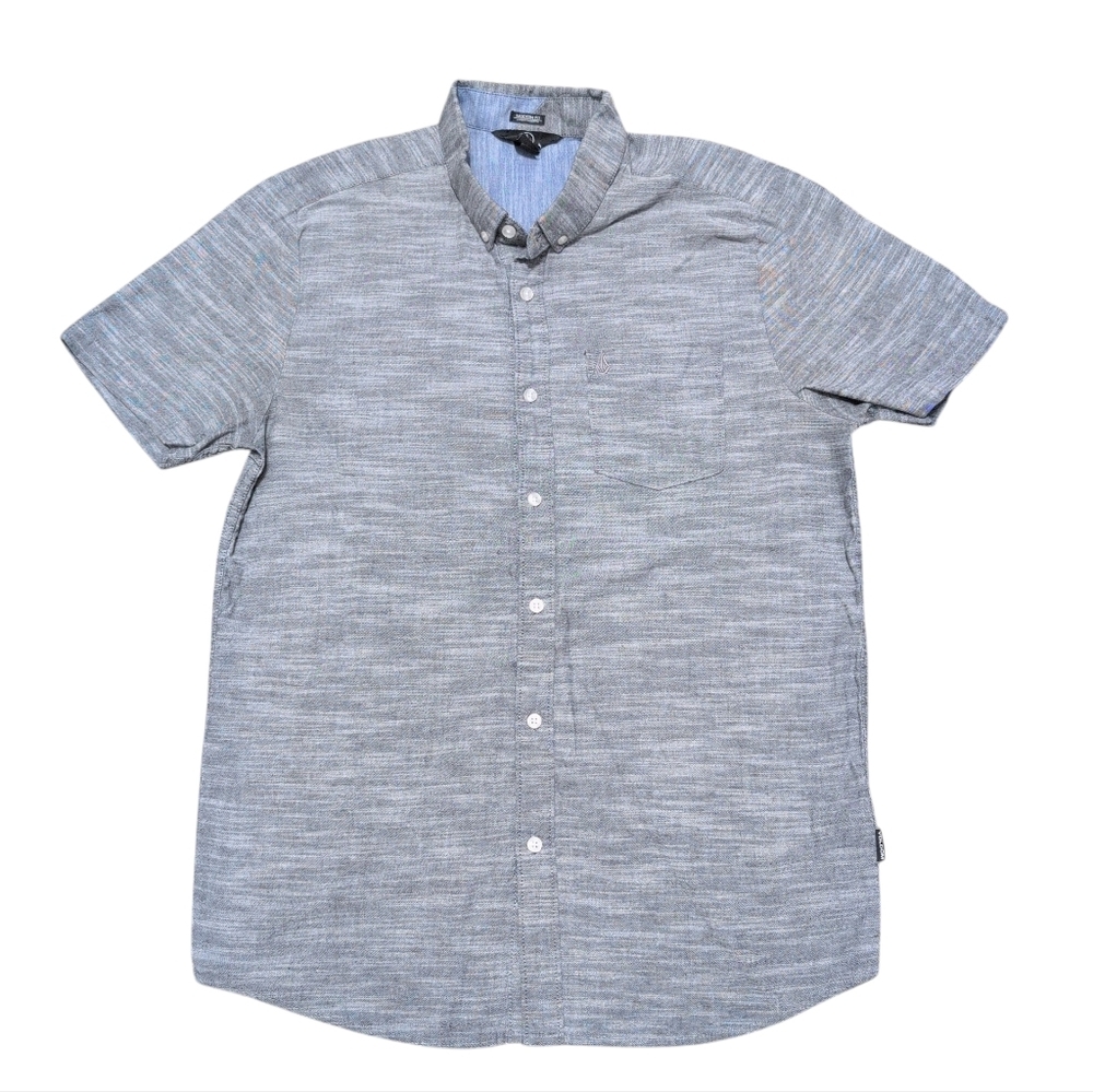 Volcom Modern Fit Short Sleeve Button Down Shirt Men's Size Large Gray